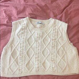 Zara Ivory Cable Knit Vest